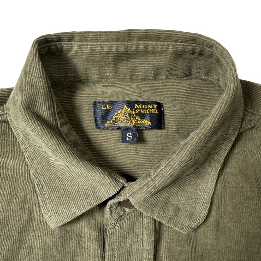 Le Mont St Michel Corduroy Olive Button Down Shirt Men's Small-Missing Buttons - Picture 3 of 12